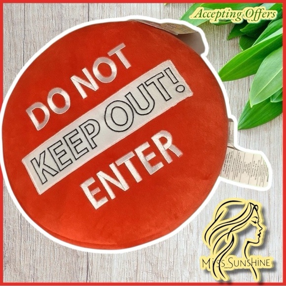 Simple Home NWT - Light Up Pillow 14” dia - do not enter  KEEP OUT - sof… - Picture 1 of 9